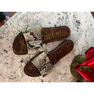 Sam Edelman Genesis Gray Snake Slide Sandals sz 10 EUC